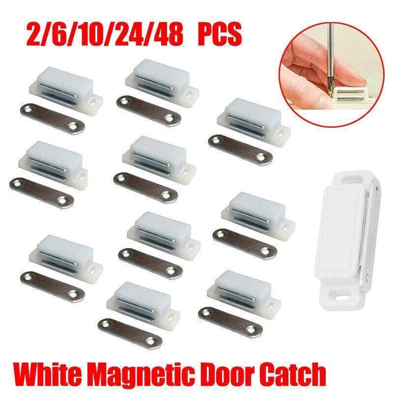 White Magnetic Door Catch for Cupboards, Cabinets and Wardrobes - Pack of 6 - view 2