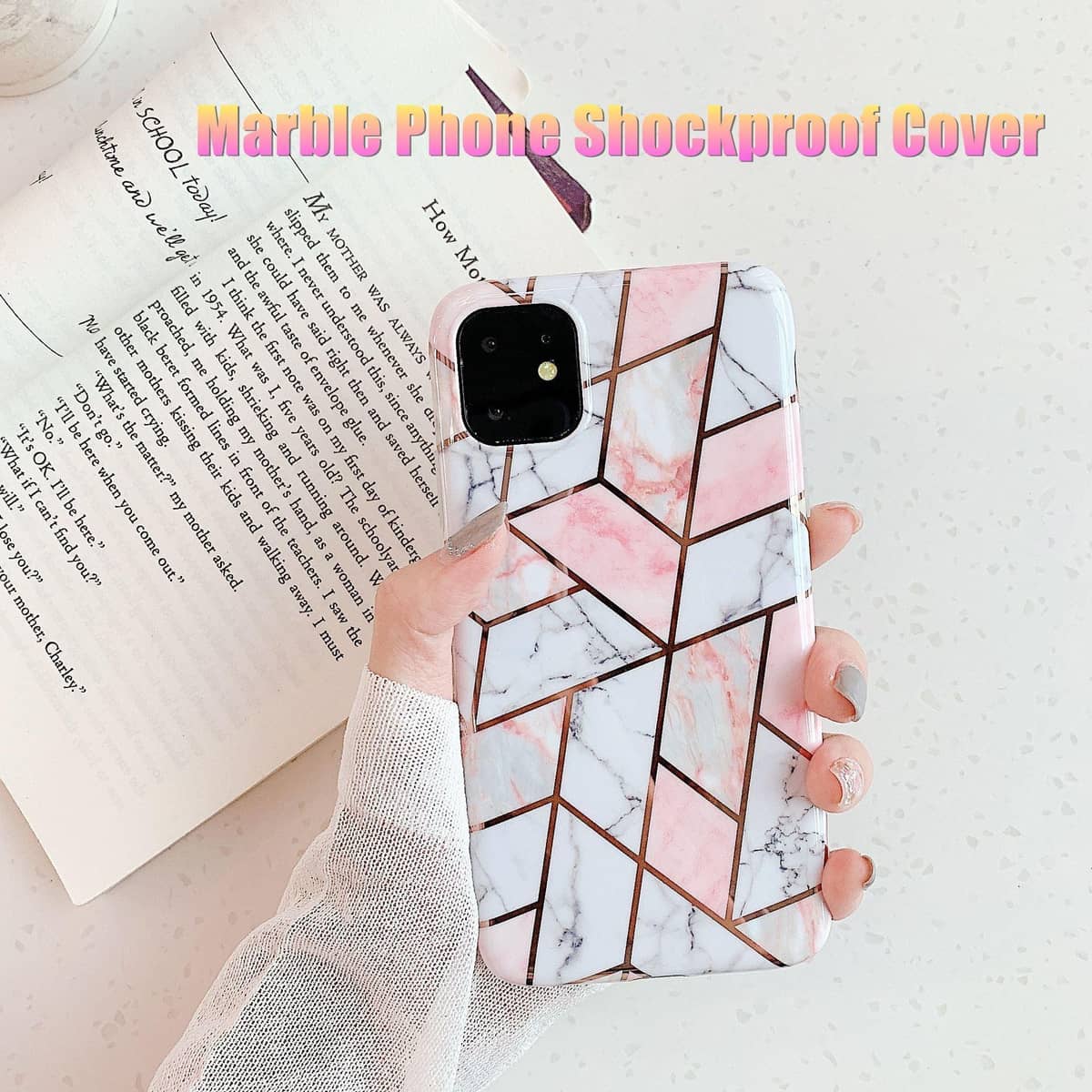 White Marble Shockproof Silicone Phone Case - For iPhone 11 Pro Max - view 2