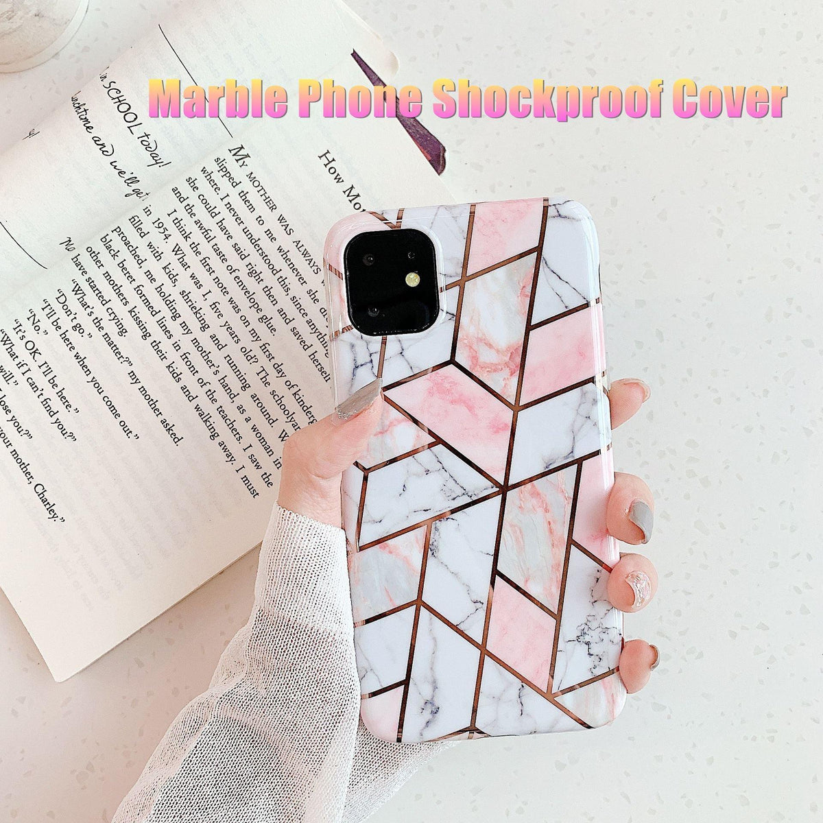 White Marble Shockproof Silicone Phone Case - For iPhone 12 - view 2
