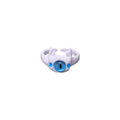 White Monster Eye Open Ring with Blue Eye - view 2