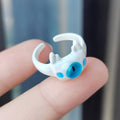 White Monster Eye Open Ring with Blue Eye - view 5