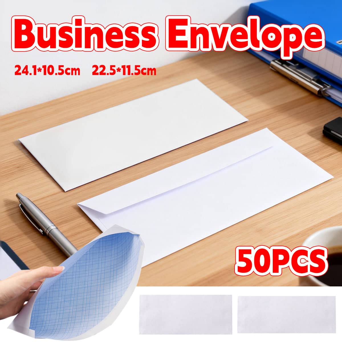 White Peel and Seal Business Envelopes Pack of 50, 22.5 x 11.5 cm - view 2