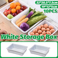 White Plastic Kitchen Storage Organiser Bins, Pack of 10 - Fridge and Pantry