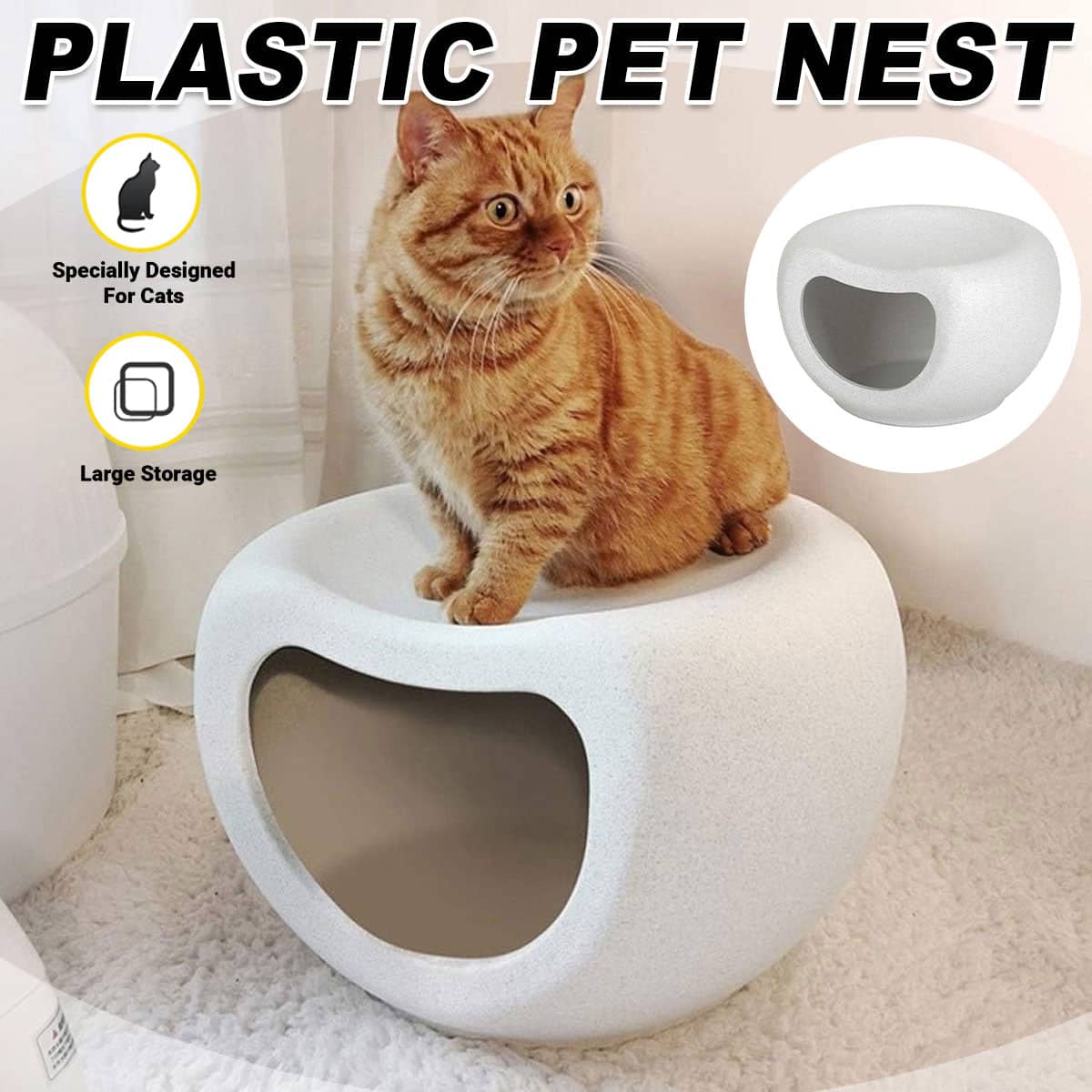 White Plastic Pet Nest Stool for Cats and Small Dogs