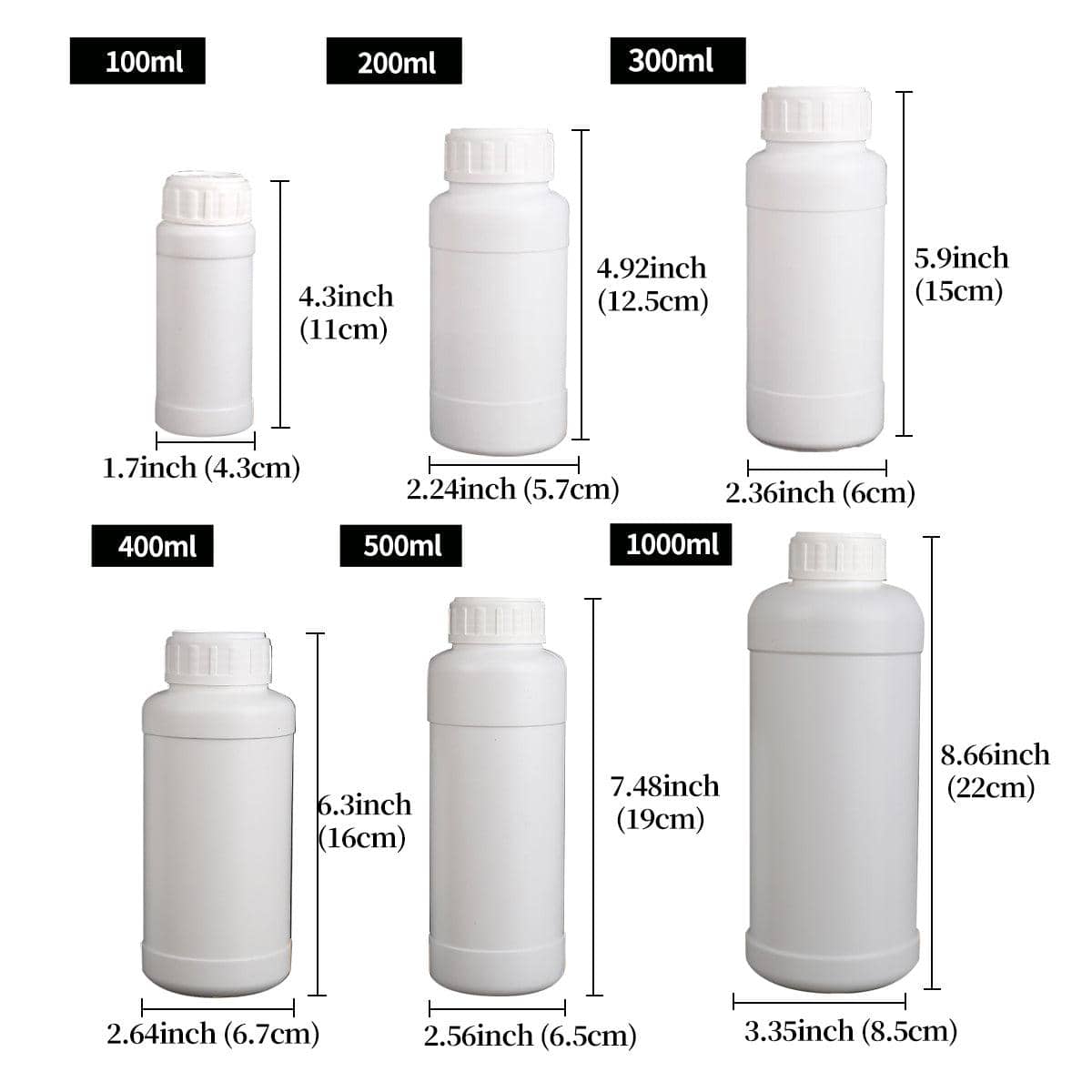 White Plastic Reagent Sample Bottles, Pack of 50 - 100ml - view 4