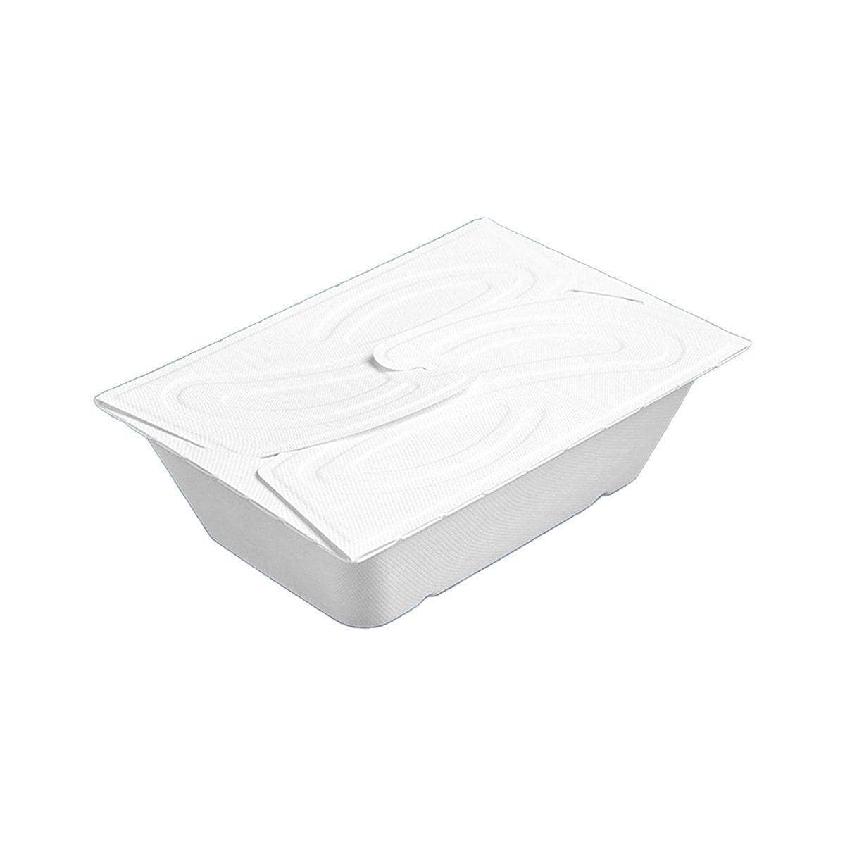 White Pulp Salad Boxes with Lid, Pack of 50 - 1050 ml