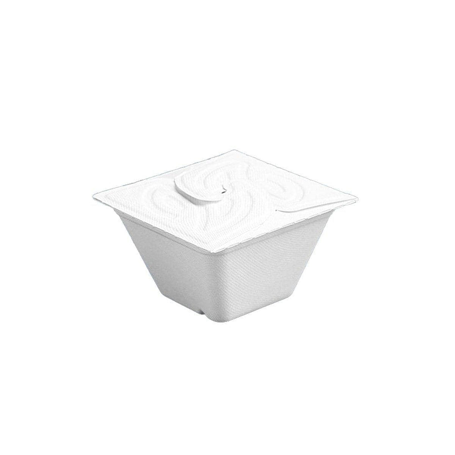 White Pulp Salad Boxes with Lid, Pack of 50 - 550 ml