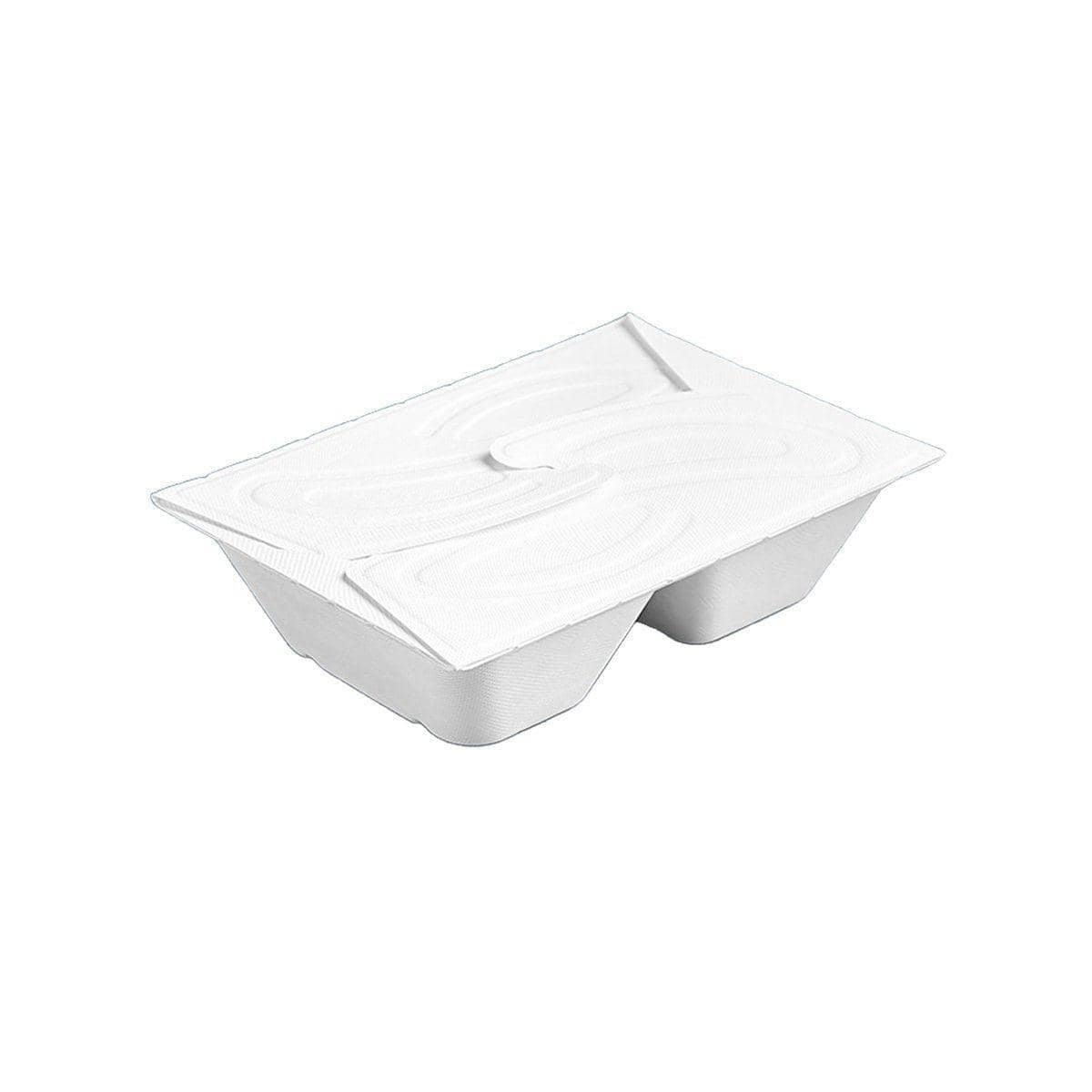 White Pulp Salad Boxes with Lid, Pack of 50 - 950 ml