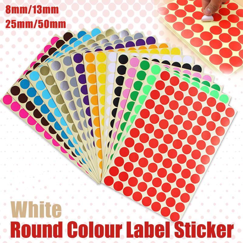 White Round Dot Stickers - 50mm, 8 Dots, 1 Sheet - view 2