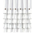 White Ruffled Shower Curtain, Waterproof and Mildew Resistant with 12 Hooks - 200 x 200 cm