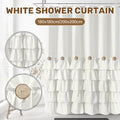 White Ruffled Shower Curtain, Waterproof and Mildew Resistant with 12 Hooks - 200 x 200 cm - view 2
