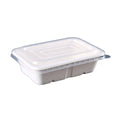 White Square Disposable Lunch Boxes, Pack of 50 - 650 ml, Clear PP Lid