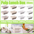 White Square Disposable Lunch Boxes, Pack of 50 - 650 ml, Clear PP Lid - view 2