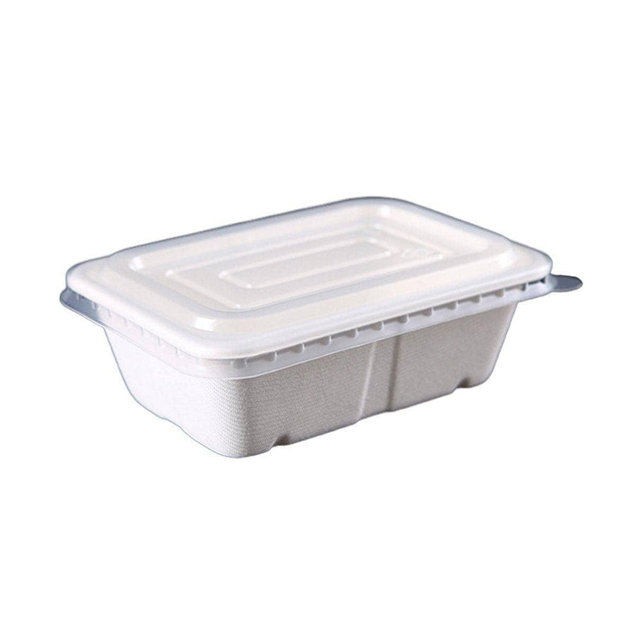 White Square Disposable Lunch Boxes, Pack of 50 - 750 ml, Clear PP Lid