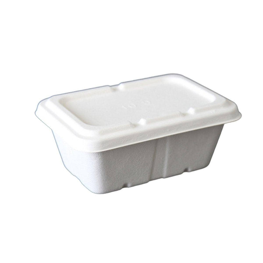 White Square Disposable Lunch Boxes, Pack of 50 - 950 ml, Paper Lid