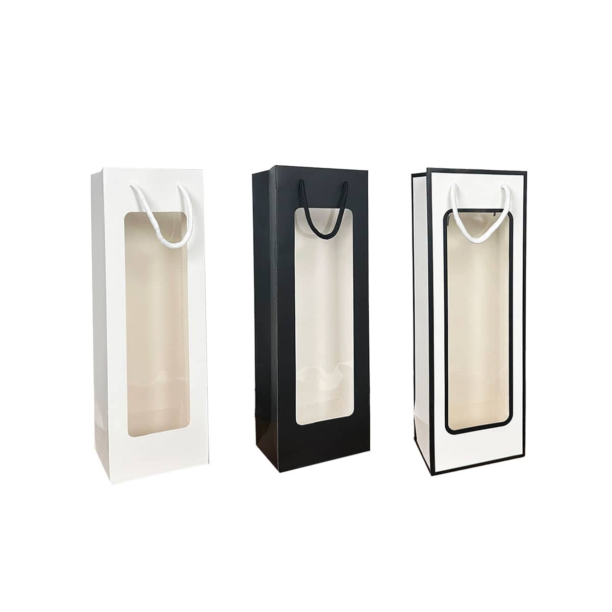 White Wine Gift Bags with Clear Window and Drawstring, 30 Pack - view 3