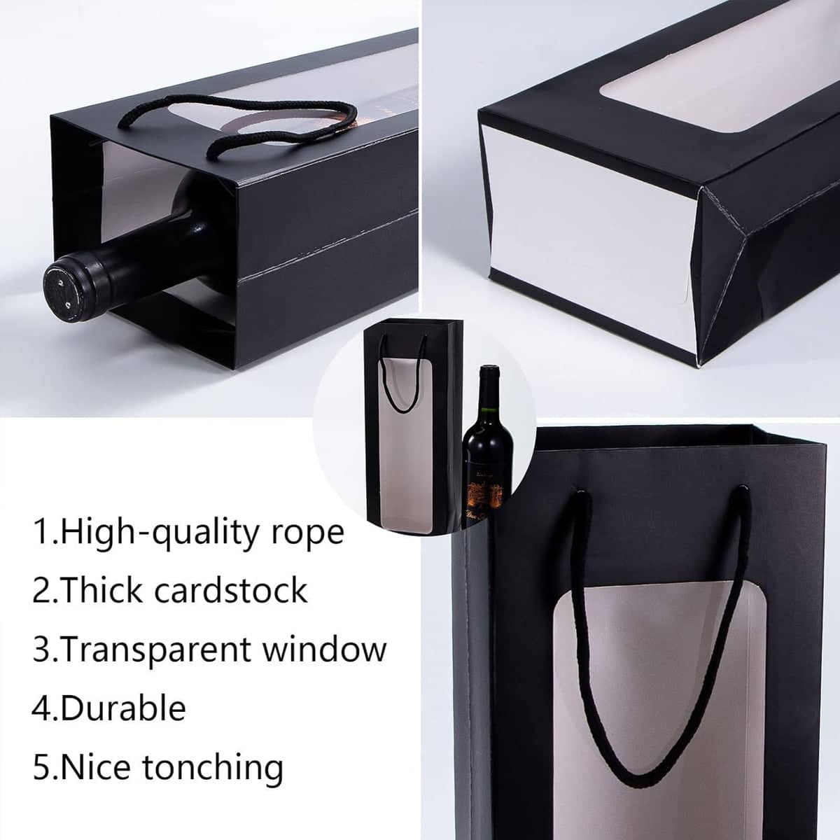 White Wine Gift Bags with Clear Window and Drawstring, 30 Pack - view 5