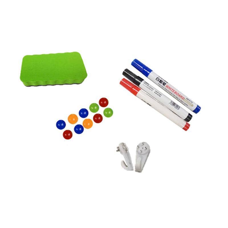 Whiteboard Accessories Set - Eraser, 3 Markers and 10 Magnetic Buttons