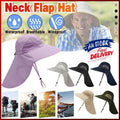 Wide Brim Fishing Hat with Neck Flap and Sun Protection - Navy Blue - view 2