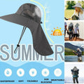 Wide Brim Fishing Hat with Neck Flap and Sun Protection - Navy Blue - view 4