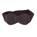 Wide Elastic Waist Belt for Women with Faux Leather Buckle - Dark Brown
