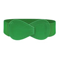 Wide Elastic Waist Belt for Women with Faux Leather Buckle - Green