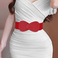Wide Elastic Waist Belt for Women with Faux Leather Buckle - Green - view 5
