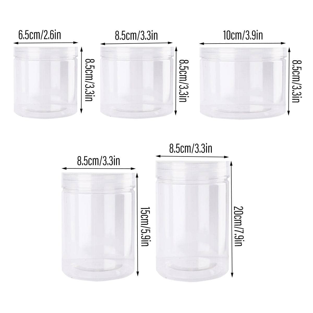 Wide Mouth Plastic Food Storage Containers, Pack of 50 - 8.5 cm Wide, 20 cm High - view 4