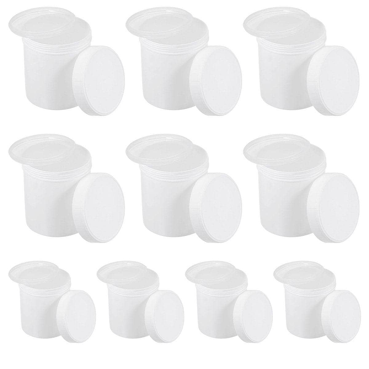 Wide Mouth Plastic Jars with Screw Lids, Pack of 10 - 1000 ml