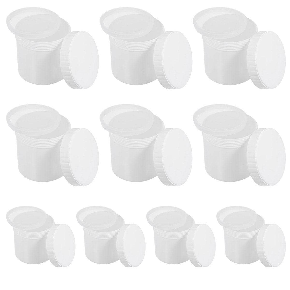 Wide Mouth Plastic Jars with Screw Lids, Pack of 10 - 500 ml