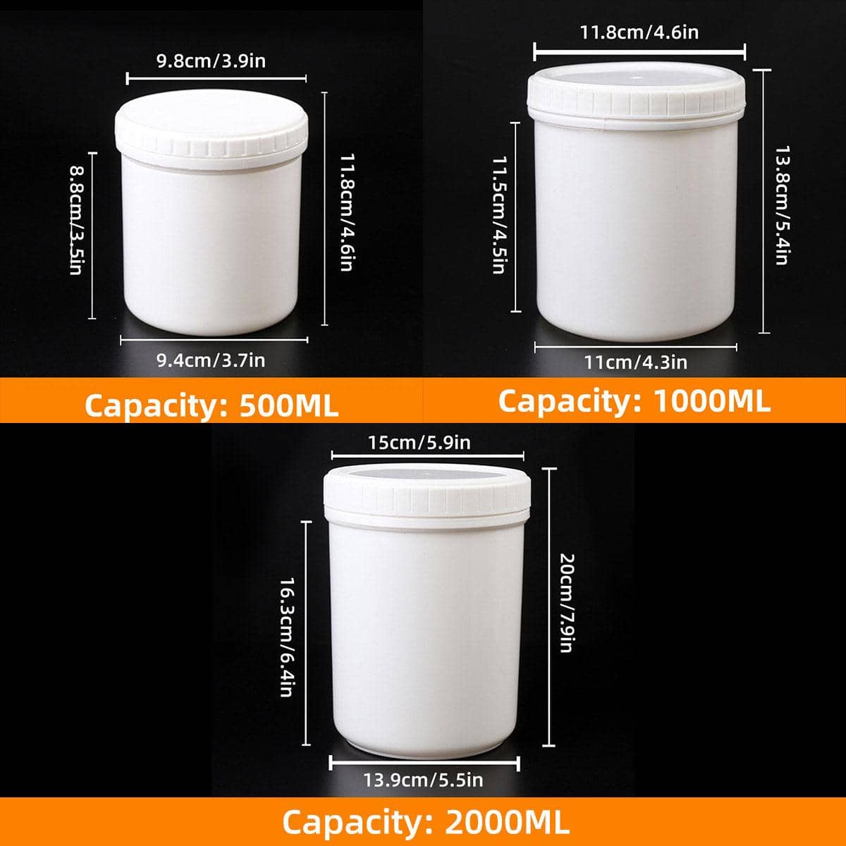 Wide Mouth Plastic Jars with Screw Lids, Pack of 10 - 500 ml - view 4
