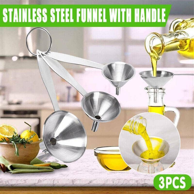 Wide Mouth Stainless Steel Canning Funnel Set with Filter, Pack of 3