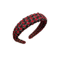 Wide Padded Plaid Headband for Women - Red