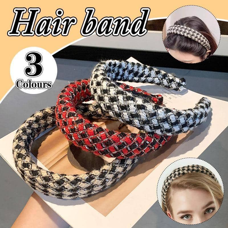 Wide Padded Plaid Headband for Women - Red - view 2