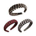Wide Padded Plaid Headband for Women - Red - view 3