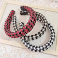 Wide Padded Plaid Headband for Women - Red - view 5