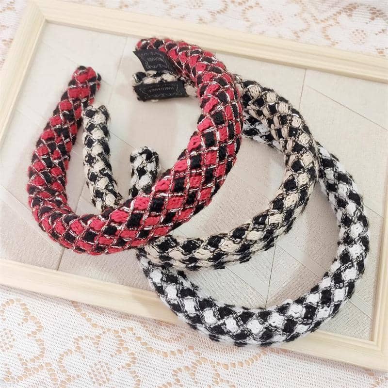 Wide Padded Plaid Headband for Women - Red - view 5