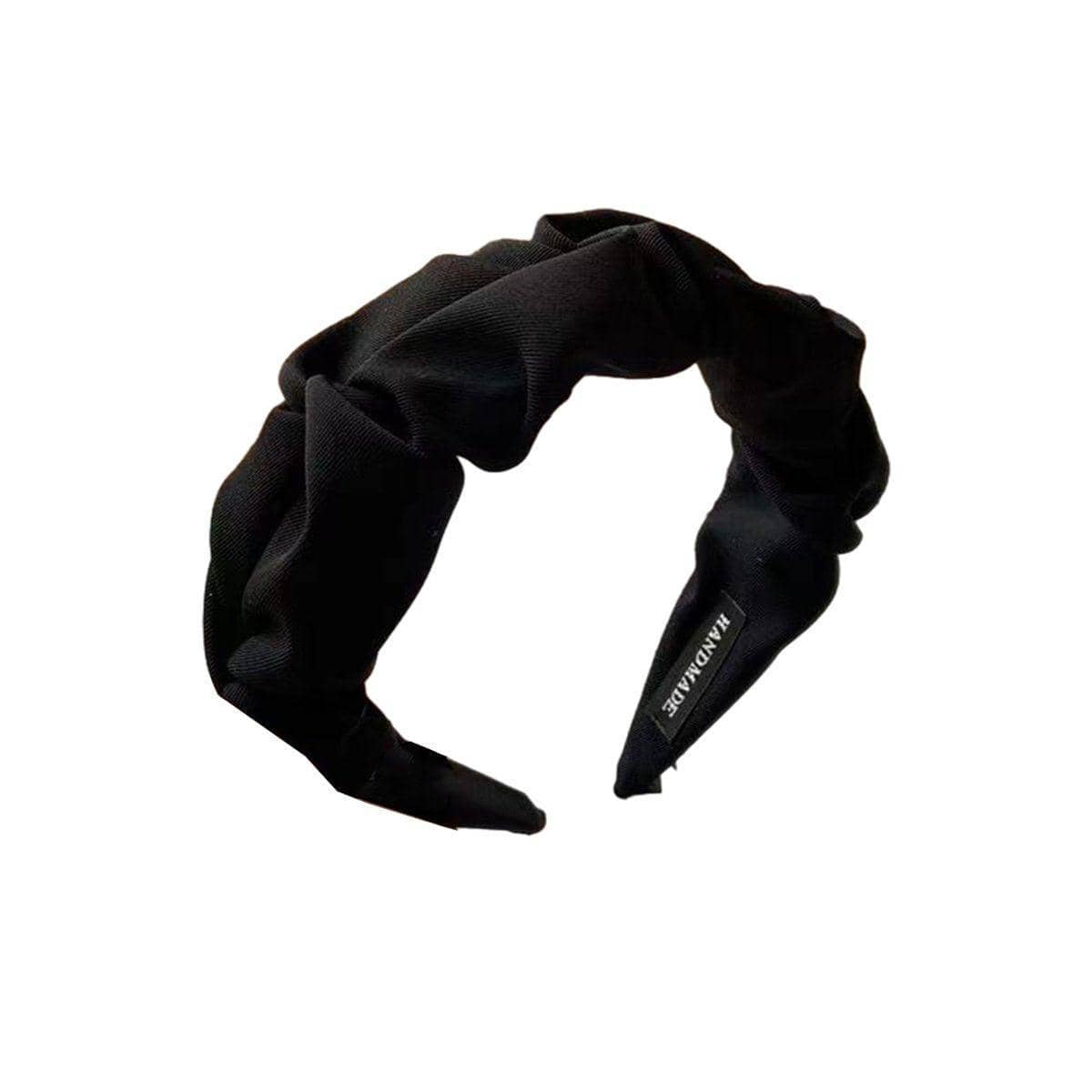 Wide Ruched Hair Hoop Headband for Women - Black