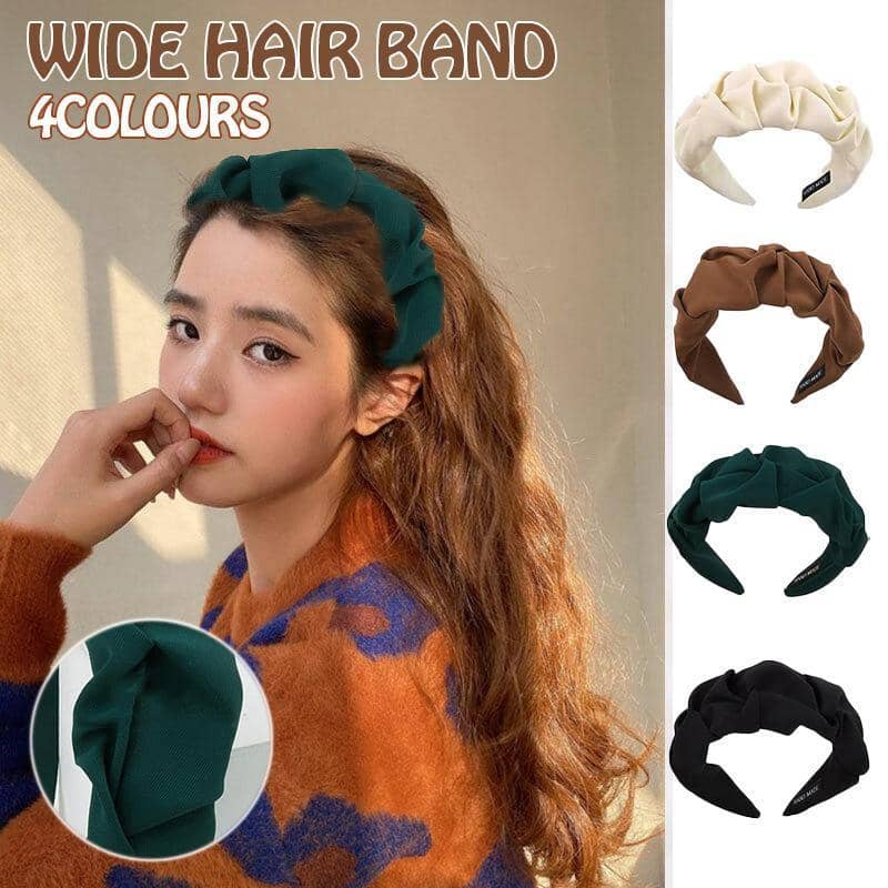 Wide Ruched Hair Hoop Headband for Women - Black - view 2
