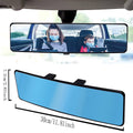 Wide View Curved Blue Car Rearview Mirror, Anti Glare Anti Fog Indoor Mirror - view 3