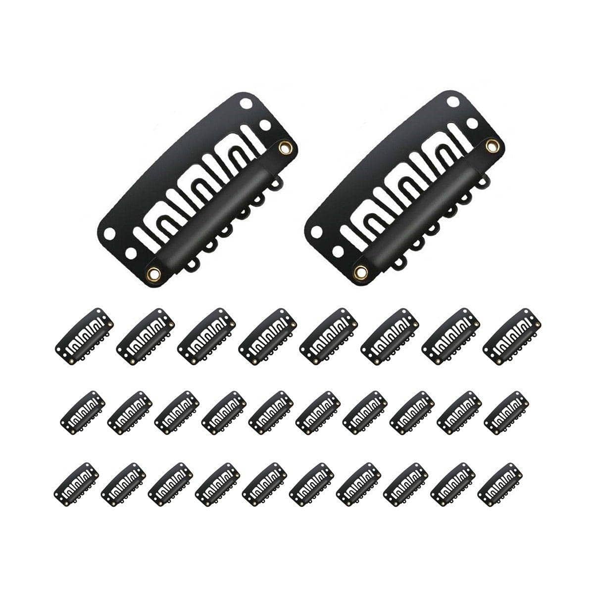 Wig Snap Clips for Hair Extension Wefts, Pack of 30 - Black