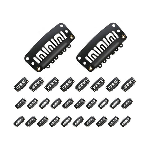 Wig Snap Clips for Hair Extension Wefts, Pack of 30 - Black