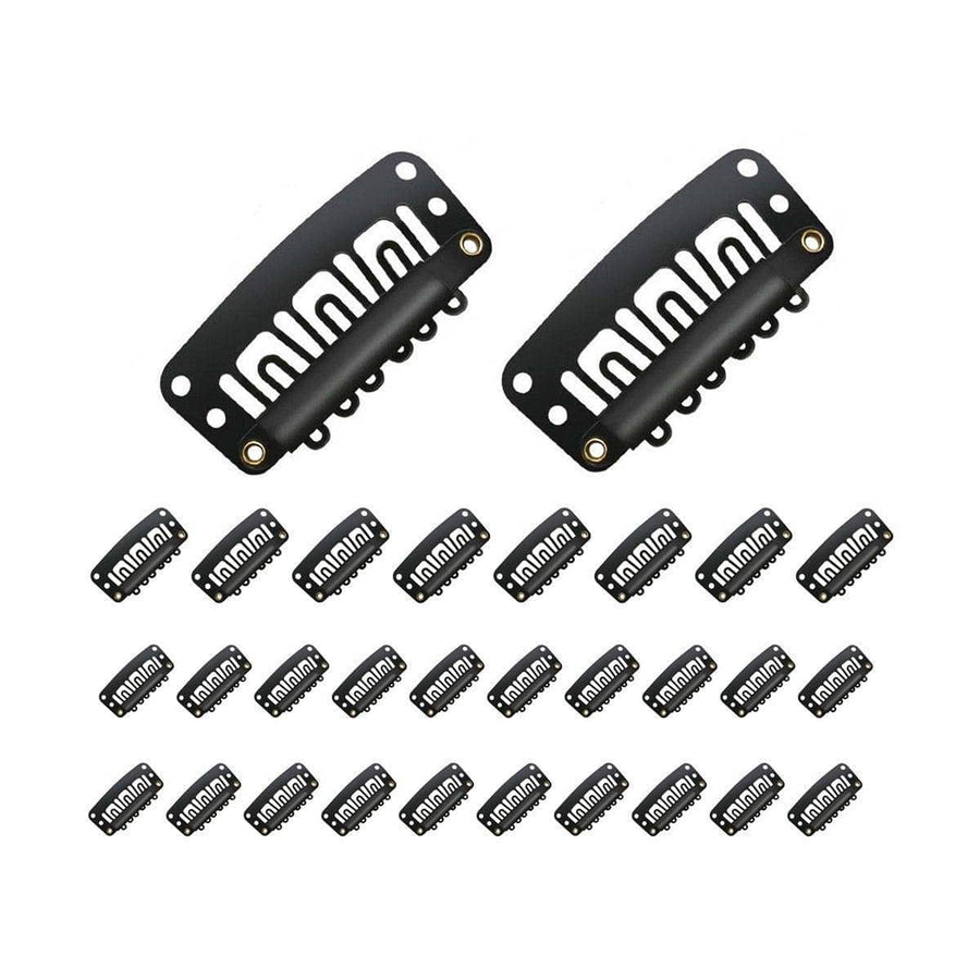 Wig Snap Clips for Hair Extension Wefts, Pack of 30 - Black