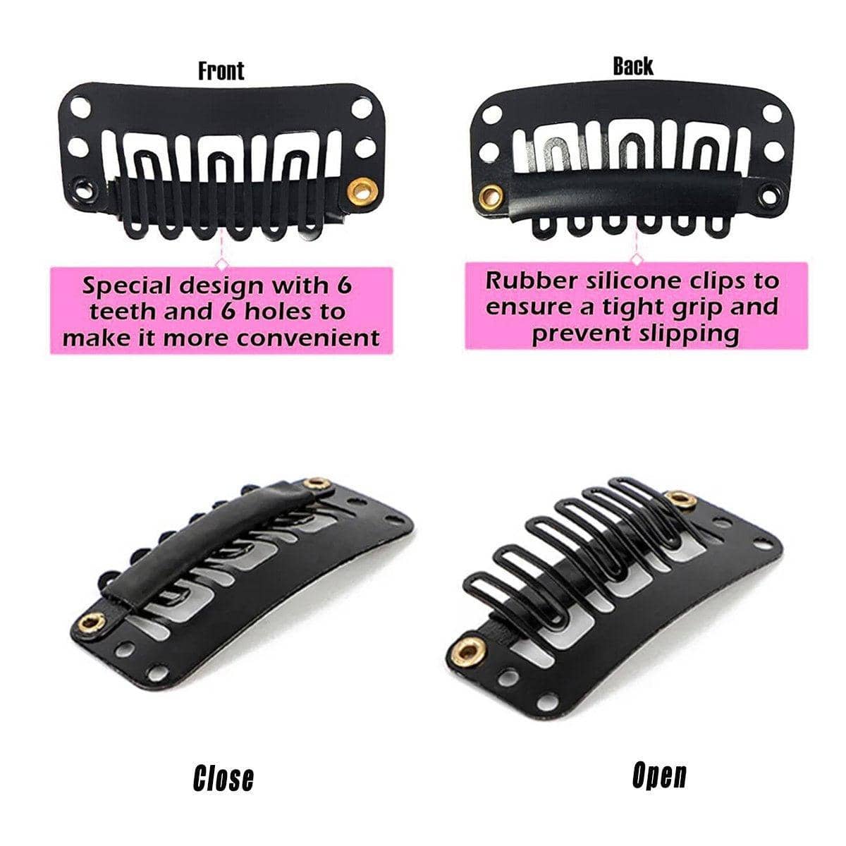 Wig Snap Clips for Hair Extension Wefts, Pack of 30 - Black - view 4