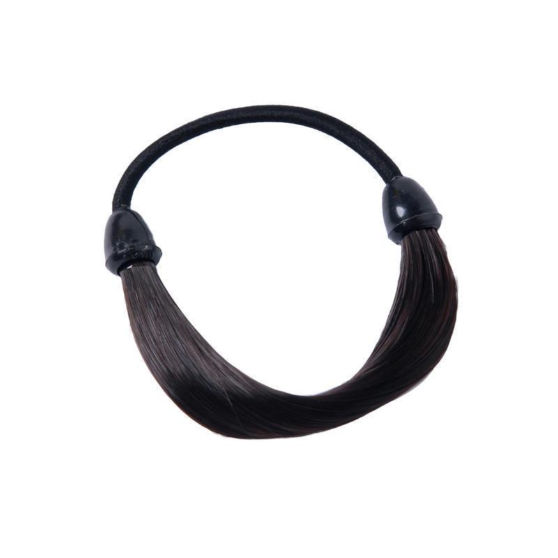 Wig-Style Elastic Hair Rope Ponytail Holder - Black