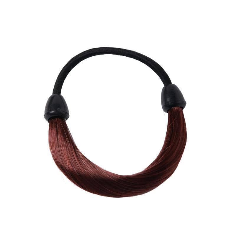 Wig-Style Elastic Hair Rope Ponytail Holder - Wine Red