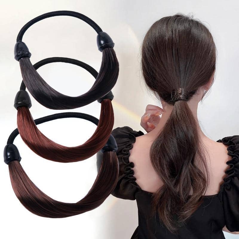 Wig-Style Elastic Hair Rope Ponytail Holder - Wine Red - view 5