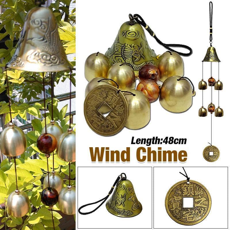 Wind Chimes 48 cm Alloy with Dragon and Phoenix Design