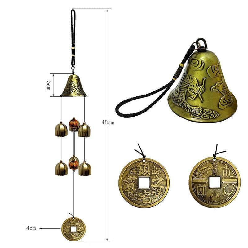 Wind Chimes 48 cm Alloy with Dragon and Phoenix Design - view 3