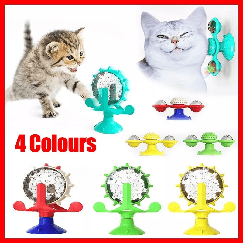 Windmill Cat Snack Dispenser Toy Slow Feeder Puzzle - 360 Rotating Green - view 2
